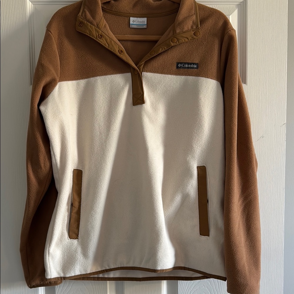 Columbia Brown and White Fleece Pullover